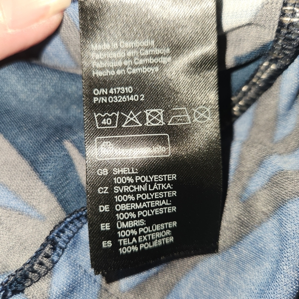 H&M Blue Floral Jumpsuit Size L Jersey Knit Sleeveless Low Back Keyhole Closure - Picture 10 of 16